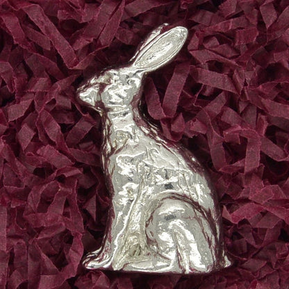 Miniature Hare Figurine, Handmade in Fine Pewter by William Sturt
