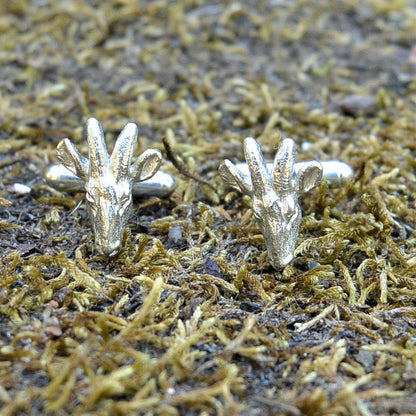 Goat Cufflinks (Small Design), Handcast Pewter Cufflinks, Polished Finish