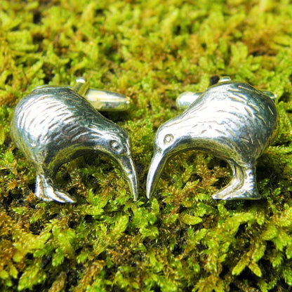 Kiwi Cufflinks, Handcast Cufflinks, Polished Finish