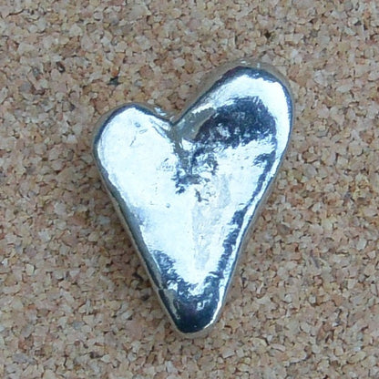 Heart Token on French Card, Je T'Aime (I Love You), Handmade, in Fine Pewter, by William Sturt