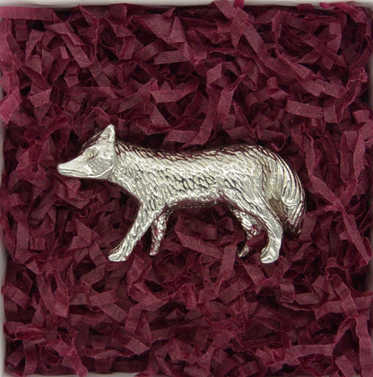 Fox Figurine, Fox Miniature, Fox Sculpture, Handmade, in Fine Pewter, by William Sturt