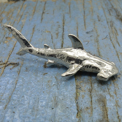 Hammer Head Shark Figurine, Collectible Animal, Handmade, in Fine Pewter, by William Sturt