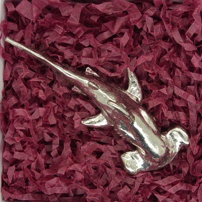 Hammer Head Shark Figurine, Collectible Animal, Handmade, in Fine Pewter, by William Sturt