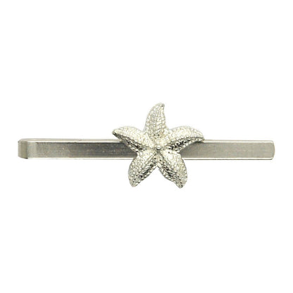Starfish Tie Clip, Handcast Pewter Tie Clip, Polished Finish