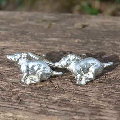 Jack Russell Cufflinks, Handcast Pewter Cufflinks, Polished Finish