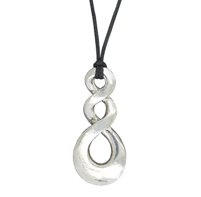 Triple Infinity Loop Pendant, Surf Pendant, Handmade in Fine Pewter by William Sturt, Strung on Adjustable Waxed Cord