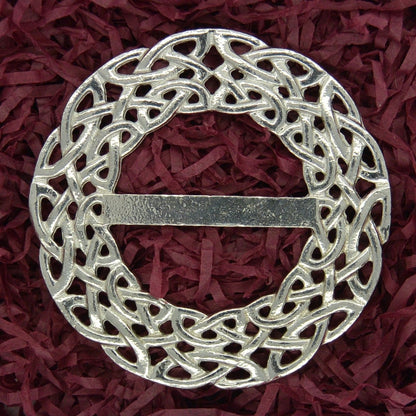 Celtic Knot Scarf Ring, Handcast Pewter Circle, Polished Finish