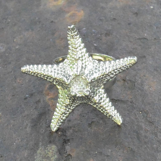 Starfish Statement Ring, Starfish Ring, Adjustable Ring, Handmade, in Fine Pewter, by William Sturt
