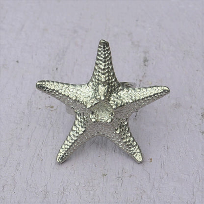 Starfish Statement Ring, Starfish Ring, Adjustable Ring, Handmade, in Fine Pewter, by William Sturt