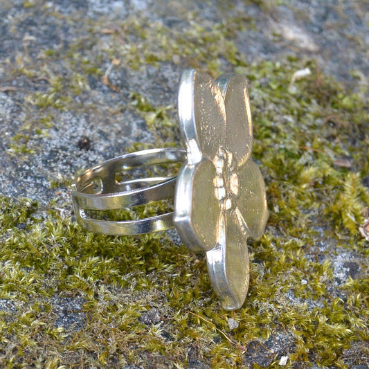 Forget Me Not Statement Ring, Forget Me Not Ring, Adjustable Ring, Handmade, in Fine Pewter, by William Sturt