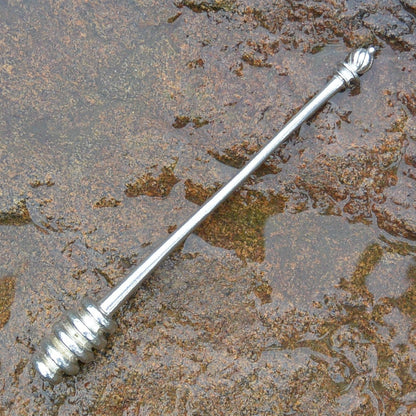 Honey Dipper With Turned Knob, Handcast, In Fine Pewter, By William Sturt. 15cm.