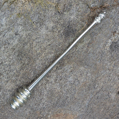 Honey Dipper With Turned Knob, Handcast, In Fine Pewter, By William Sturt. 15cm.