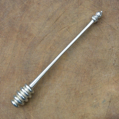 Honey Dipper With Turned Knob, Handcast, In Fine Pewter, By William Sturt. 15cm.