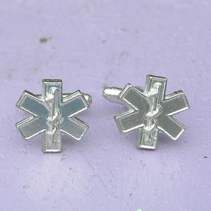 Emergency Services Cufflinks, Handcast Pewter Cufflinks, Polished Finish
