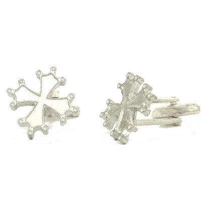 Occitan Cross Cufflinks, Handcast Pewter Cufflinks, Polished Finish