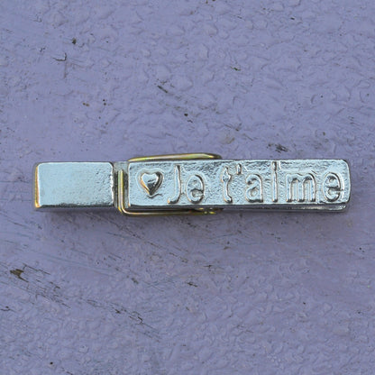 Je T'Aime (I Love You) Clothes Peg Fridge Magnet, Fridge Magnet Peg, Handmade, in Fine Pewter, by William Sturt