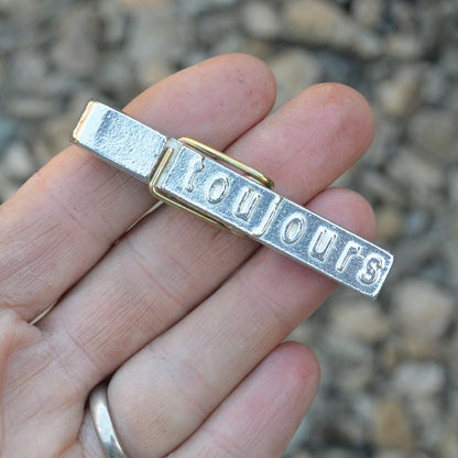Toujours (French for Forever) Clothes Peg Paper Weight, French Photo Peg, Handmade, in Fine Pewter, by William Sturt
