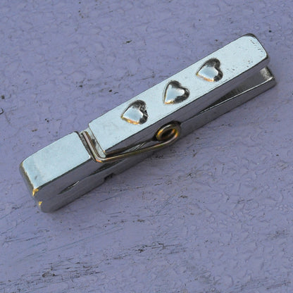 Three Hearts Clothes Peg Paper Weight, Poly Paper Weight, Three Hearts Photo Peg, Handmade, in Fine Pewter, by William Sturt