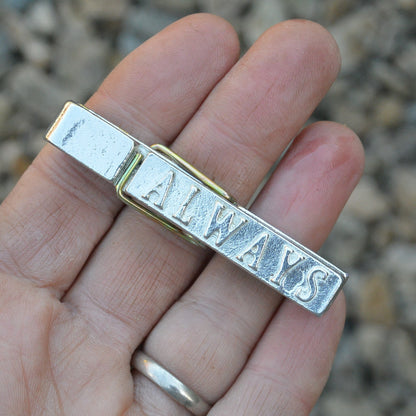 Clothes Peg Paper Weight With "Always", Handmade, in Fine Pewter, by William Sturt