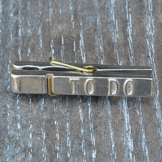 To Do Clothes Peg Paper Weight, French Photo Peg, Handmade, in Fine Pewter, by William Sturt
