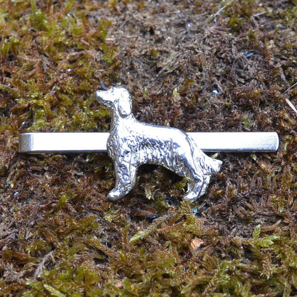 Setter Dog Tie Clip, Handcast Pewter Tie Clip, Polished Finish