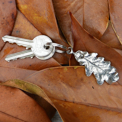 Oak Leaf Keyring, Acorn and Oak Key Fob, Handmade, by William Sturt, in Fine Pewter