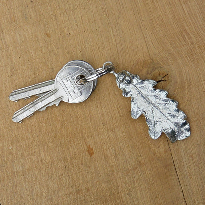 Oak Leaf Keyring, Acorn and Oak Key Fob, Handmade, by William Sturt, in Fine Pewter