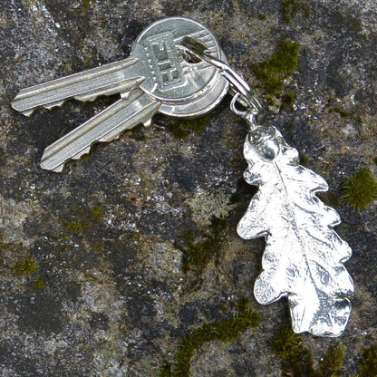 Oak Leaf Keyring, Acorn and Oak Key Fob, Handmade, by William Sturt, in Fine Pewter