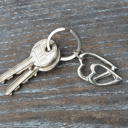 Heart Keyring, Heart Key Fob, Handmade, by William Sturt, in Fine Pewter