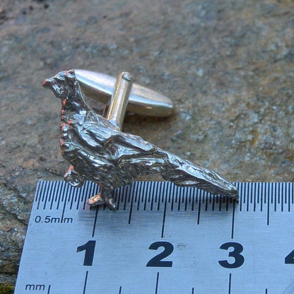 Pheasant Cufflinks, Handcast Pewter Cufflinks, Polished Finish