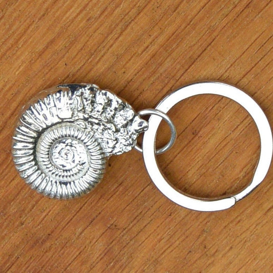Ammonite Keyring, Fossil Key Fob, Handmade, by William Sturt, in Fine Pewter