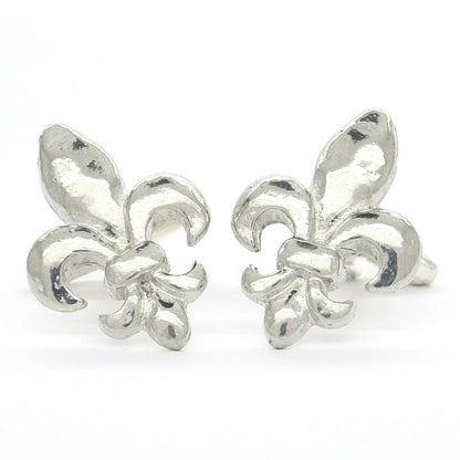 Fleur de Lys Set of Cufflinks and Tie Clip, Handmade, in Fine Pewter, by William Sturt