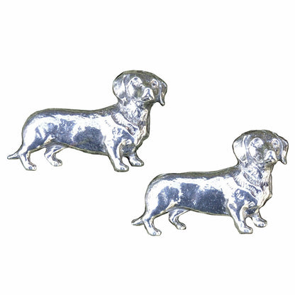 Dachshund Cufflinks & Tie Clip Set, Handcast, in English Pewter.