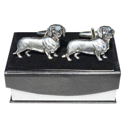 Dachshund Cufflinks & Tie Clip Set, Handcast, in English Pewter.