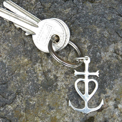 Camargue Cross Keyring, Croix de Camargue Key Fob, Handmade, by William Sturt, in Fine Pewter