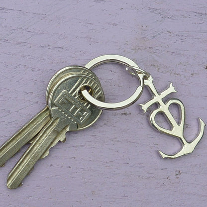 Camargue Cross Keyring, Croix de Camargue Key Fob, Handmade, by William Sturt, in Fine Pewter