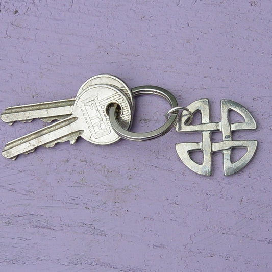 Celtic Love Knot Keyring, Celtic Knot Key Fob, Handmade, by William Sturt, in Fine Pewter