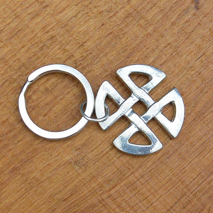 Celtic Love Knot Keyring, Celtic Knot Key Fob, Handmade, by William Sturt, in Fine Pewter