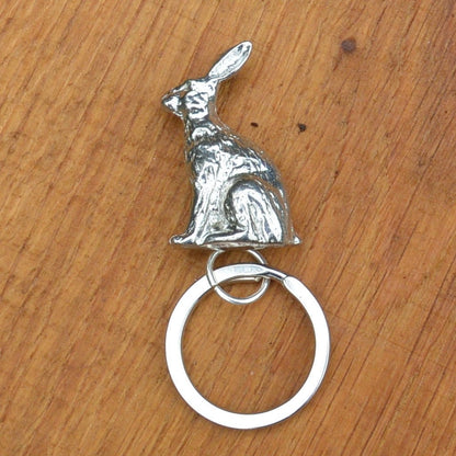 Hare Keyring, Hare Key Fob, Handmade, by William Sturt, in Fine Pewter