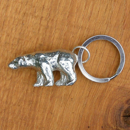 Polar Bear Keyring, Polar Bear Keychain, Handmade, by William Sturt, in Fine Pewter