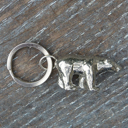 Polar Bear Keyring, Polar Bear Keychain, Handmade, by William Sturt, in Fine Pewter