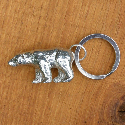 Polar Bear Keyring, Polar Bear Keychain, Handmade, by William Sturt, in Fine Pewter