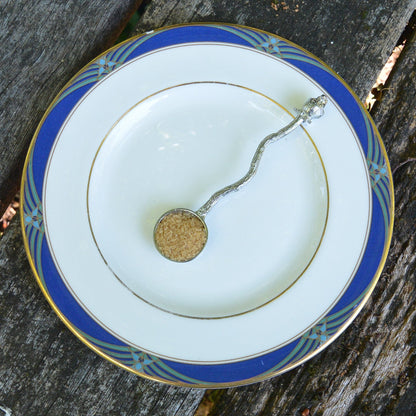 Robin Sugar Spoon With Round Bowl, Handcast in Fine Pewter by William Sturt