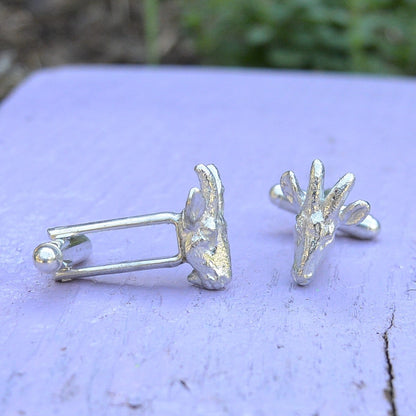 Goat Cufflinks (Small Design), Handcast Pewter Cufflinks, Polished Finish