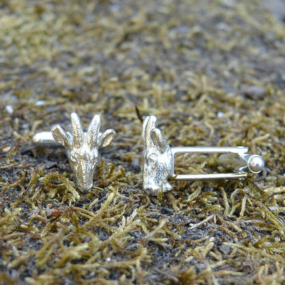 Goat Cufflinks (Small Design), Handcast Pewter Cufflinks, Polished Finish