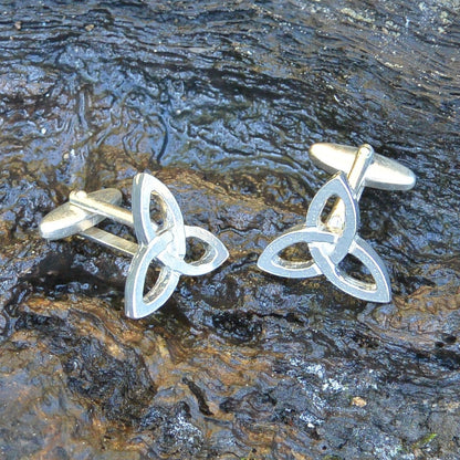 Triquetra Cufflinks, Handcast Pewter Cufflinks, Polished Finish