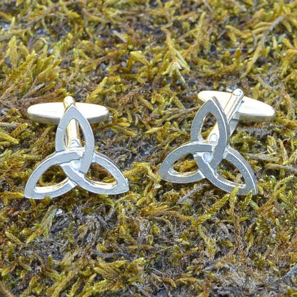 Triquetra Cufflinks, Handcast Pewter Cufflinks, Polished Finish