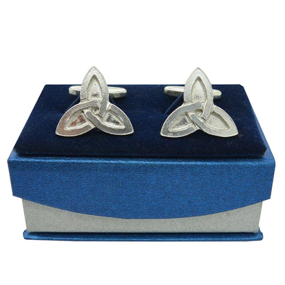 Triquetra Cufflinks (Solid Design), Handcast Pewter Cufflinks, Polished Finish