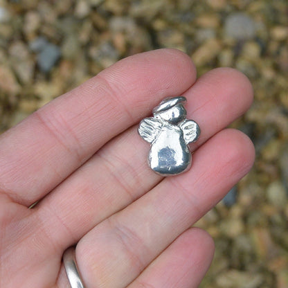 French Granny Angel Charm on Inspirational Card, Handmade in Fine Pewter, by William Sturt