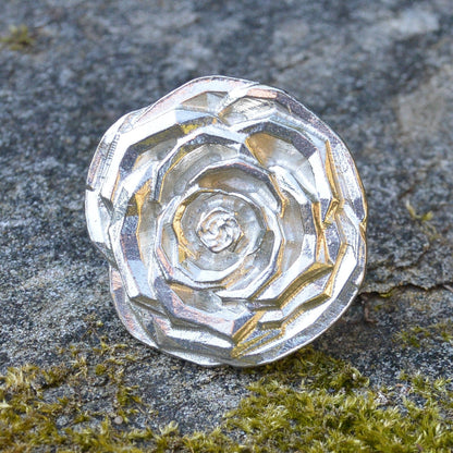 Rose Statement Ring, Rose Ring, Adjustable Ring, Handmade, in Fine Pewter, by William Sturt